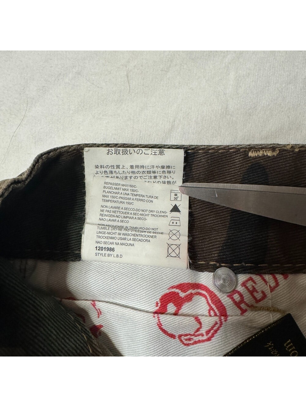 Rare Vintage Red Pepper Denim Camo Skirt Archive Gold Tag Sz 26 Y2K Embroidered - Picture 8 of 11